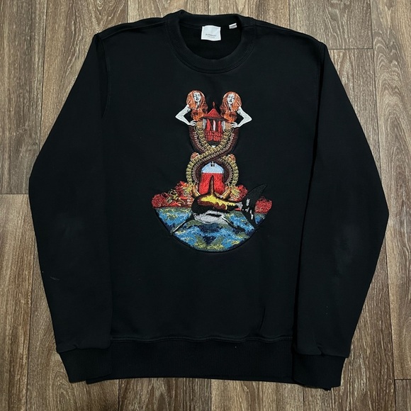 Burberry Mermaid Embroidered Cotton Jersey Sweatshirt